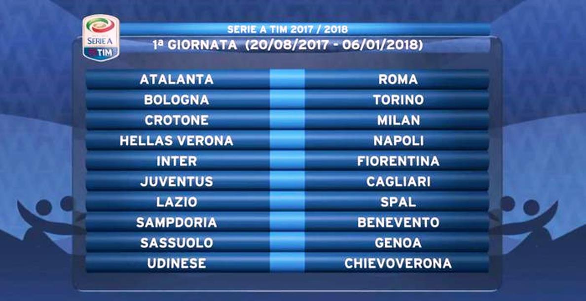 Calcio, campionato di Serie A: ecco il calendario del torneo 2017-2018