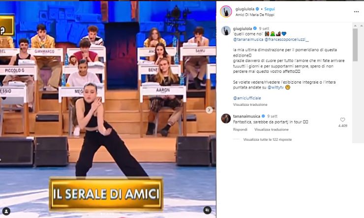 Il commento sotto il post di Giulia Stabile