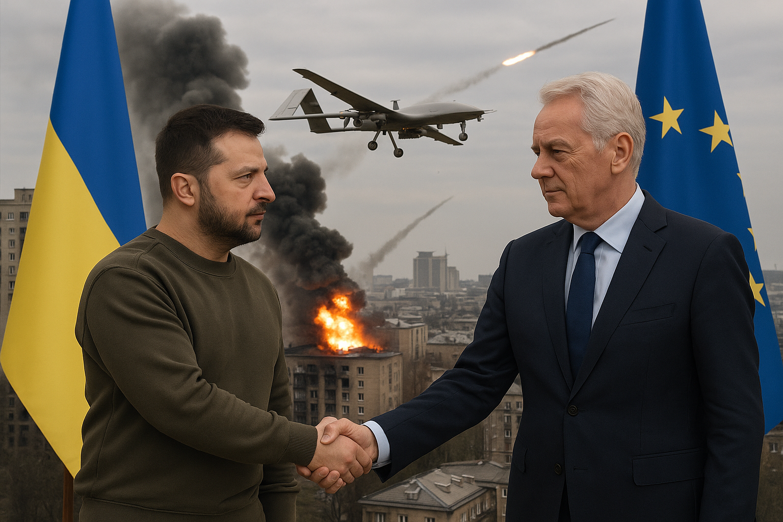 Ucraina e UE firmano accordo sulla produzione di droni mentre Mosca intensifica attacchi su Kyiv