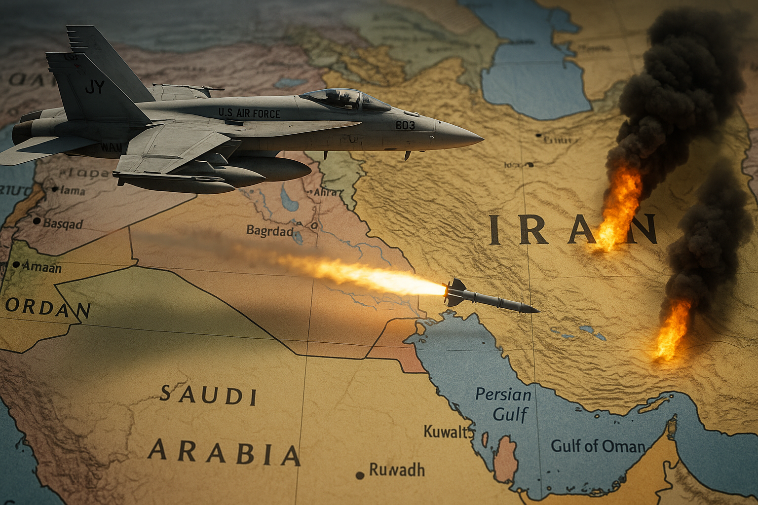 Escalation USA-Iran: attacchi aerei su siti missilistici e blocco navale nello Stretto di Hormuz