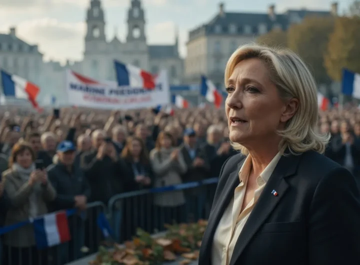 Marine Le Pen lancia la campagna presidenziale mentre la Francia brucia